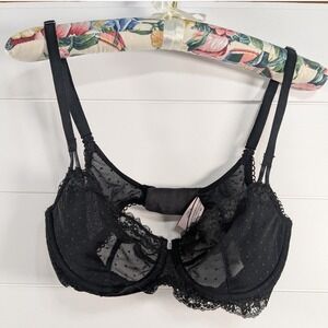 Victoria's Secret Womens Dream Angels Lace Push Up Without Padding sz 34 D Black